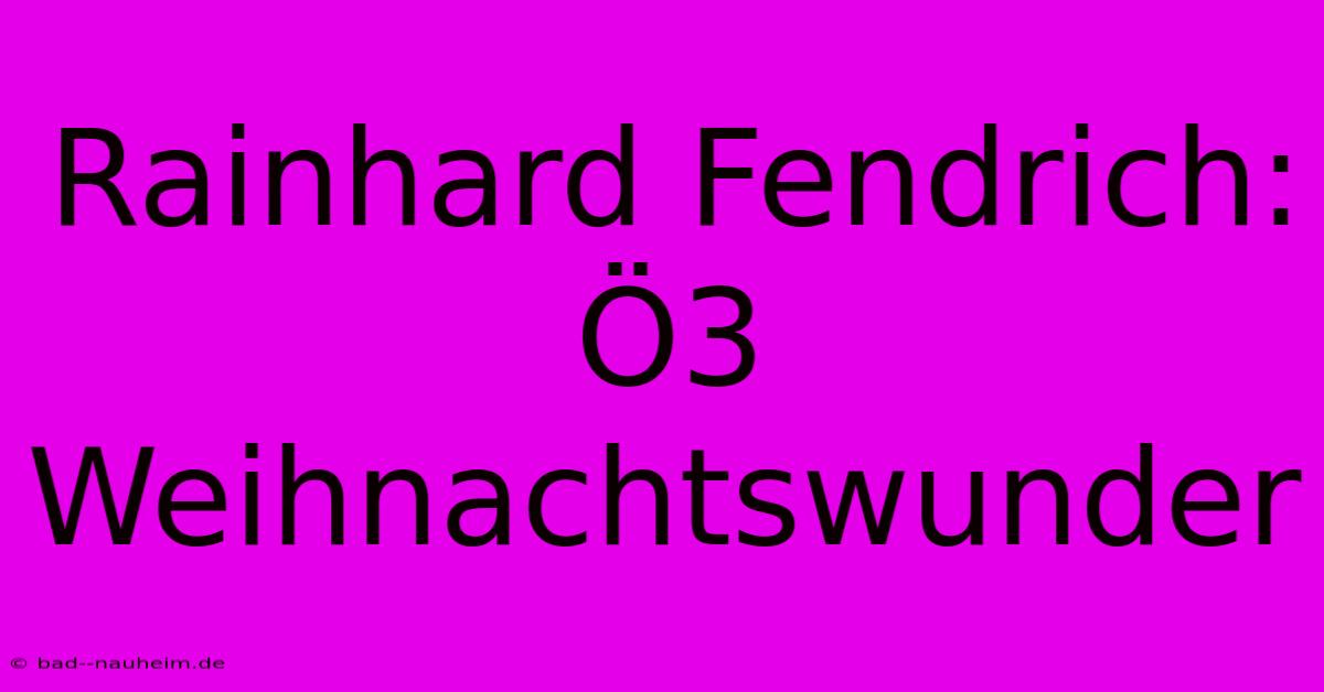 Rainhard Fendrich: Ö3 Weihnachtswunder