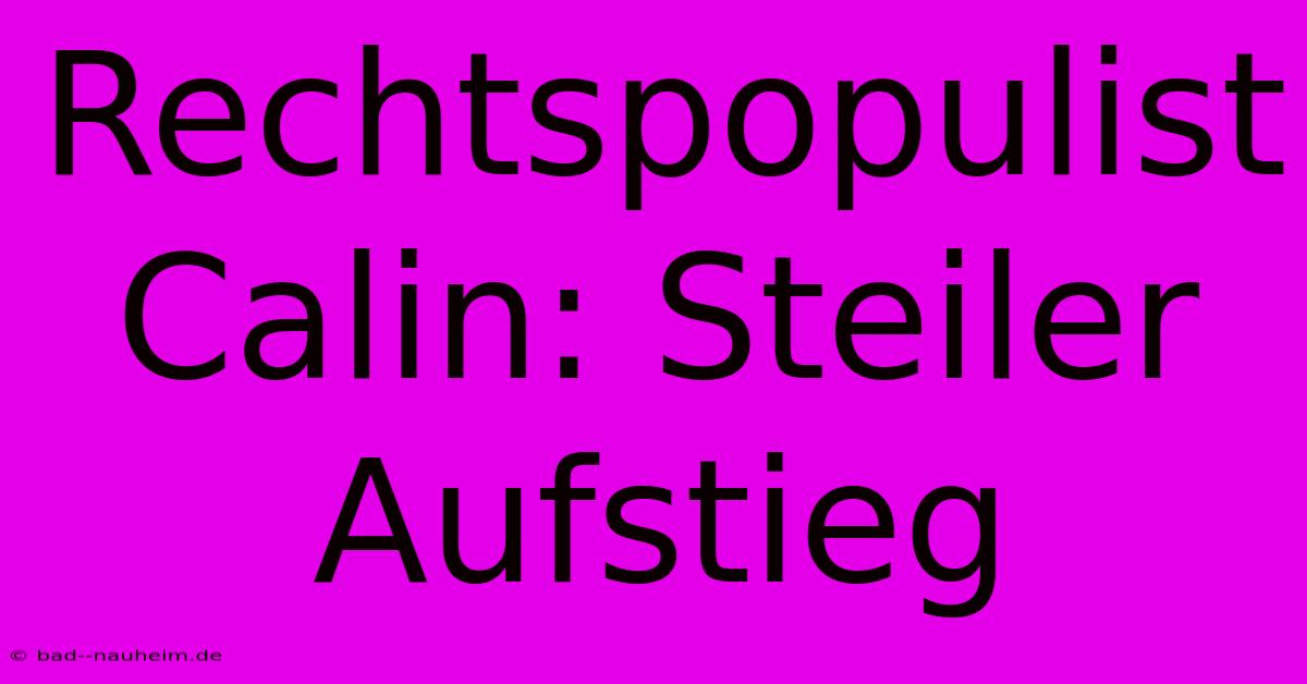 Rechtspopulist Calin: Steiler Aufstieg