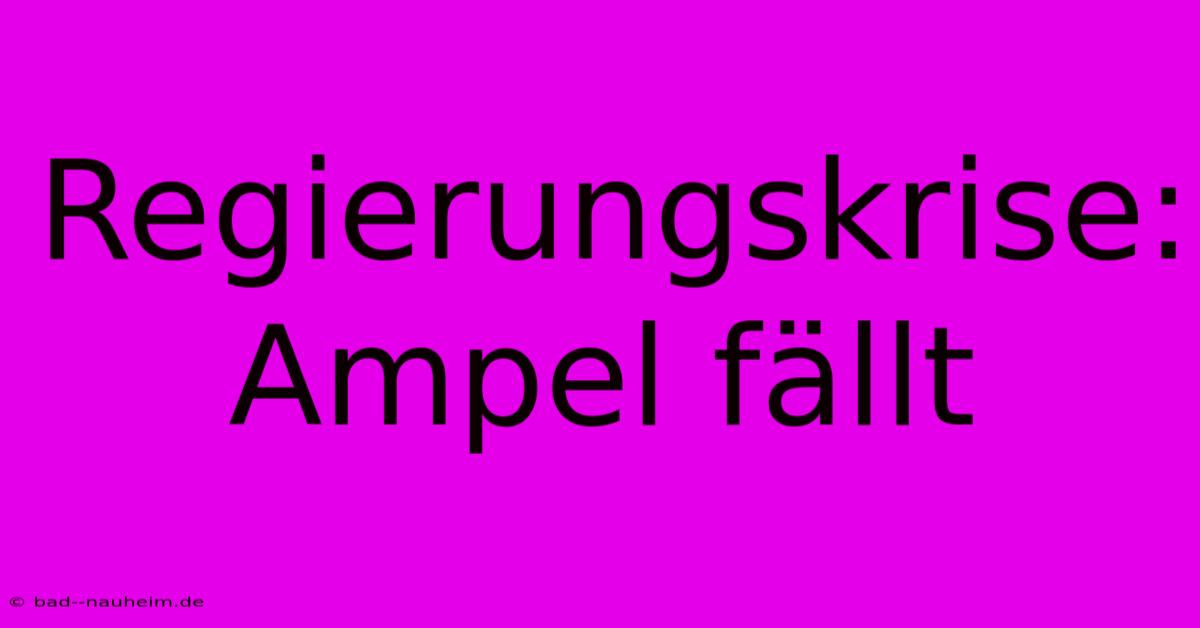 Regierungskrise: Ampel Fällt