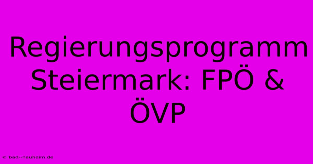 Regierungsprogramm Steiermark: FPÖ & ÖVP