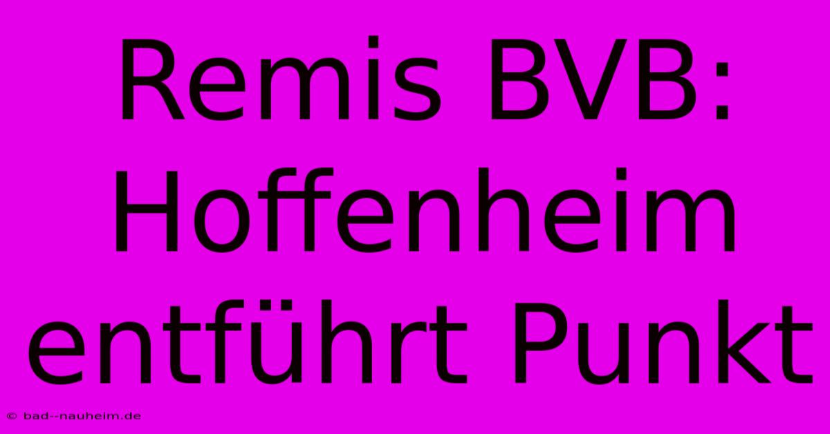 Remis BVB: Hoffenheim Entführt Punkt