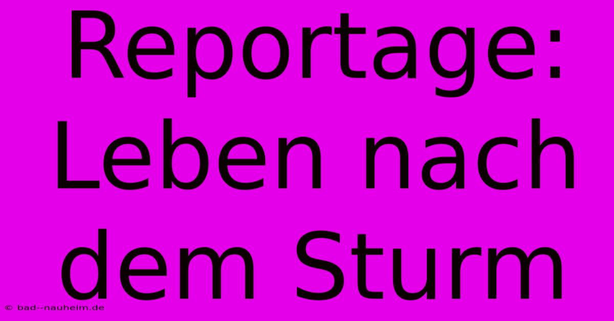 Reportage: Leben Nach Dem Sturm