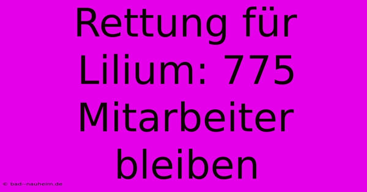 Rettung Für Lilium: 775 Mitarbeiter Bleiben