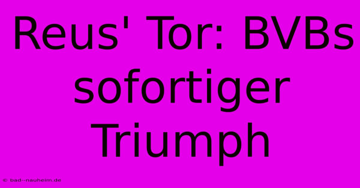 Reus' Tor: BVBs Sofortiger Triumph