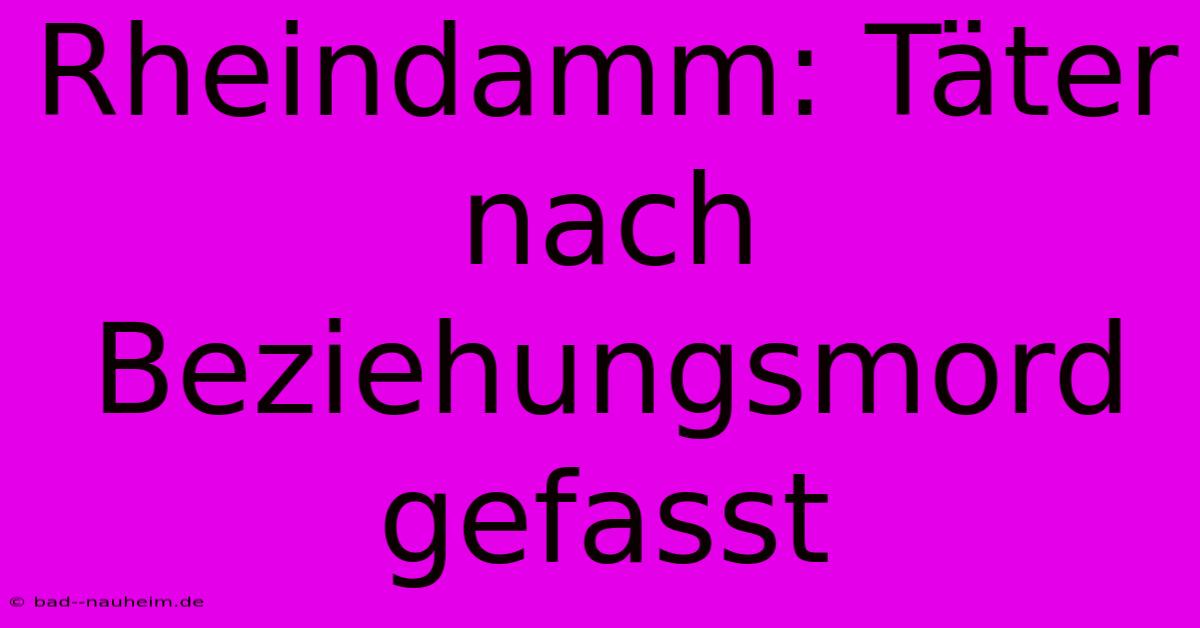 Rheindamm: Täter Nach Beziehungsmord Gefasst