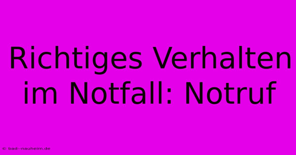 Richtiges Verhalten Im Notfall: Notruf