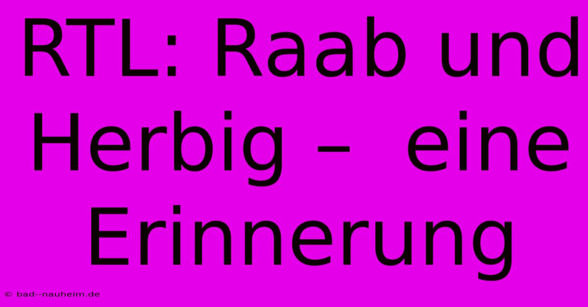 RTL: Raab Und Herbig –  Eine Erinnerung