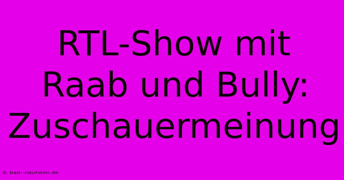 RTL-Show Mit Raab Und Bully: Zuschauermeinung