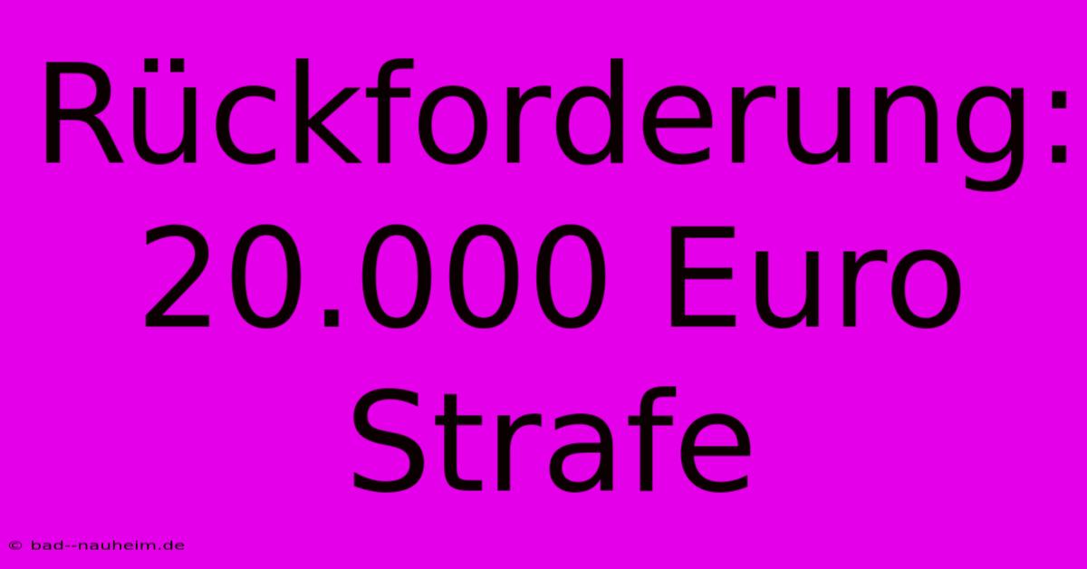 Rückforderung: 20.000 Euro Strafe