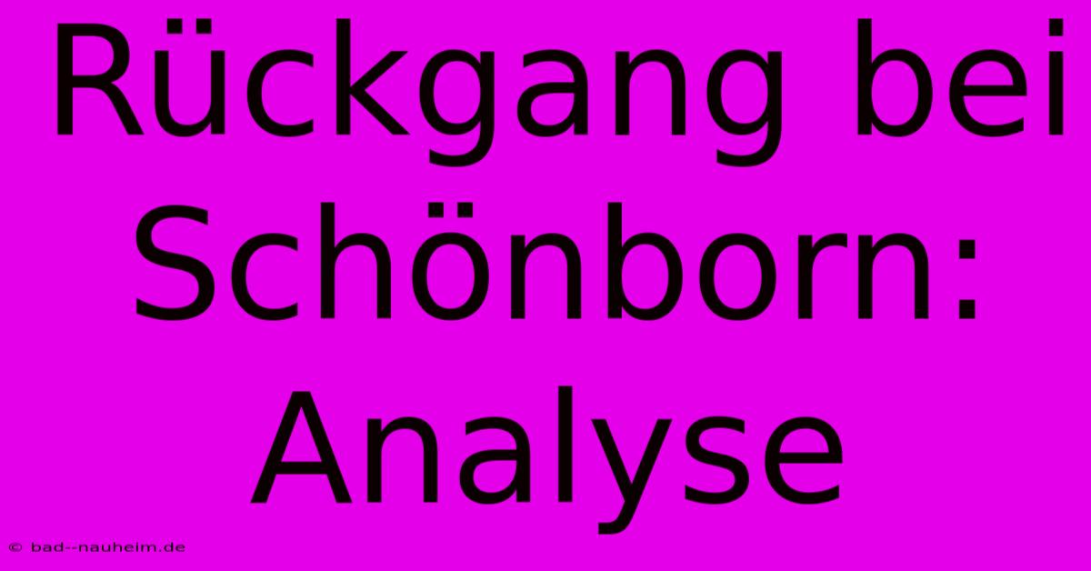 Rückgang Bei Schönborn: Analyse