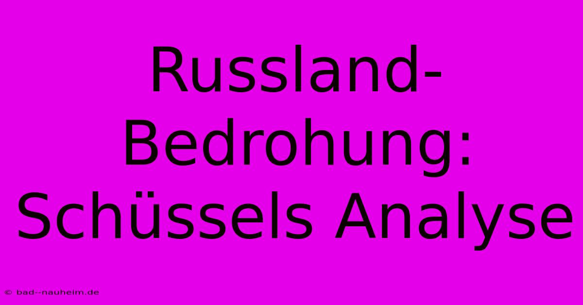 Russland-Bedrohung: Schüssels Analyse