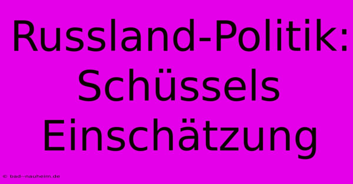 Russland-Politik: Schüssels Einschätzung