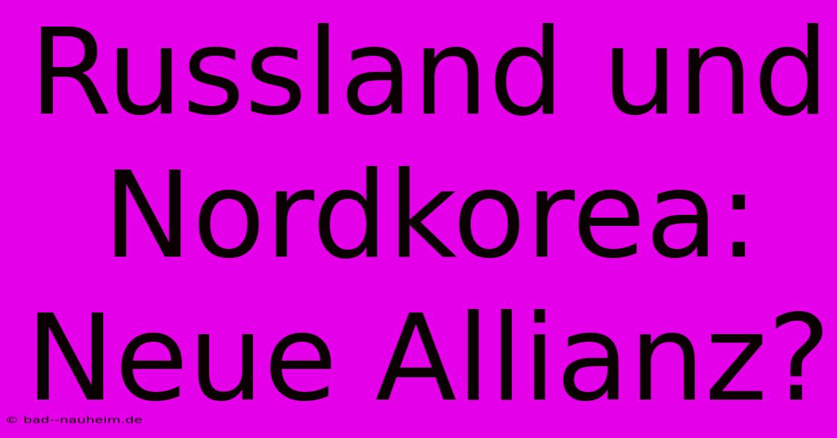 Russland Und Nordkorea: Neue Allianz?