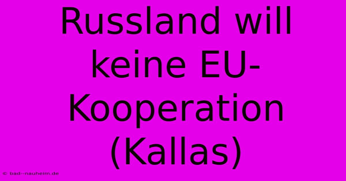 Russland Will Keine EU-Kooperation (Kallas)