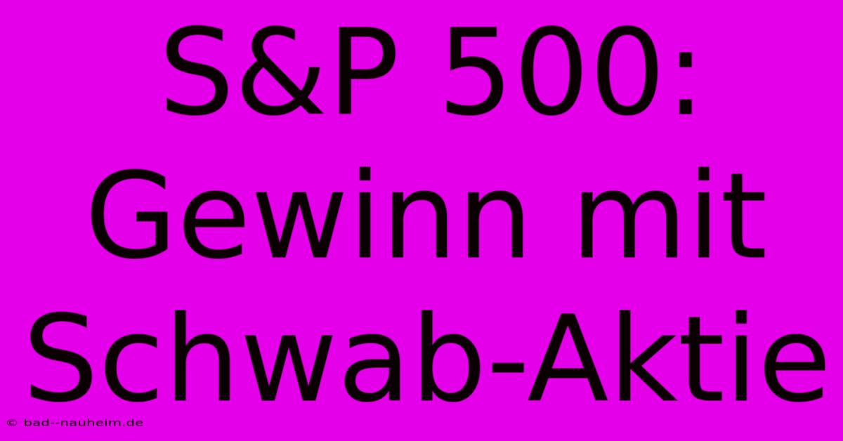 S&P 500: Gewinn Mit Schwab-Aktie