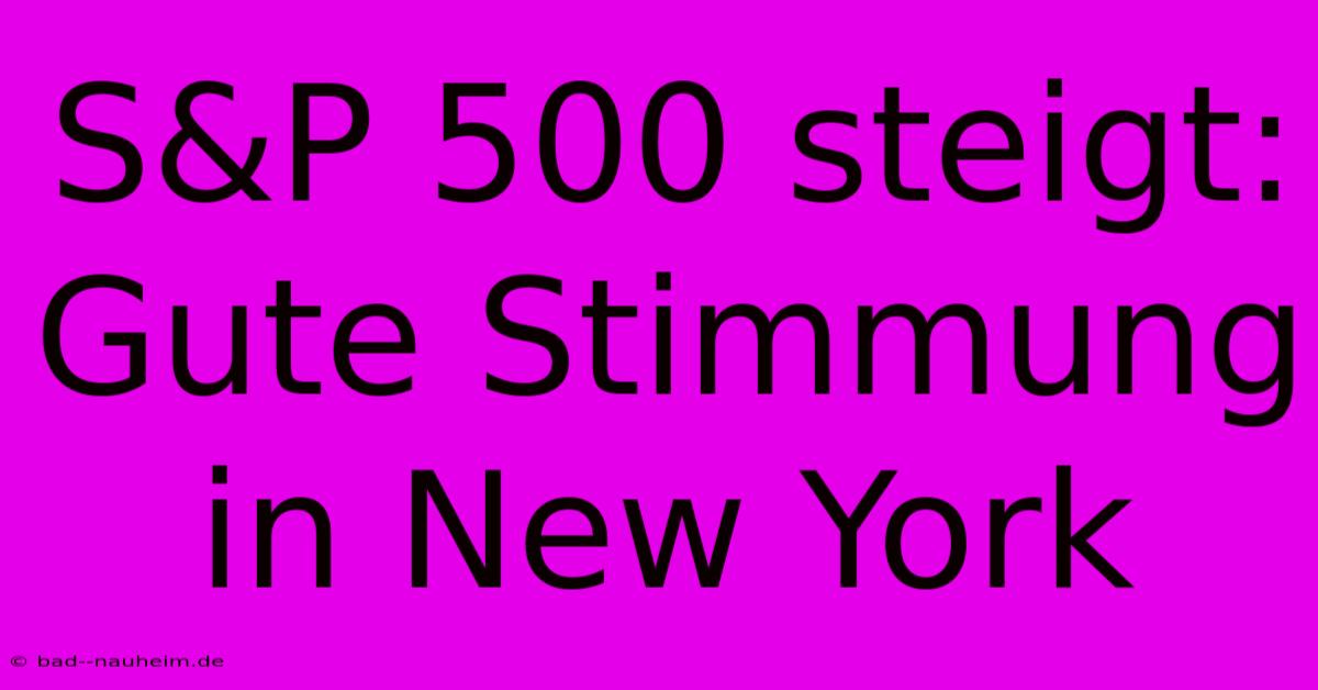 S&P 500 Steigt: Gute Stimmung In New York