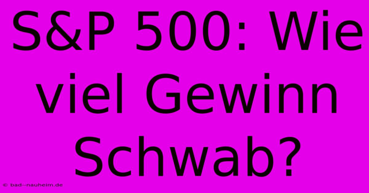 S&P 500: Wie Viel Gewinn Schwab?