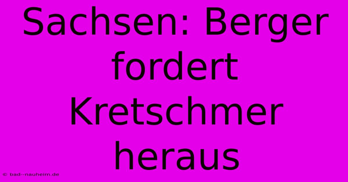 Sachsen: Berger Fordert Kretschmer Heraus