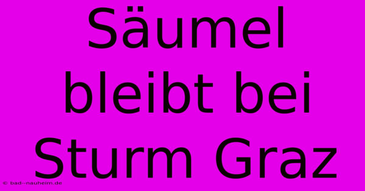 Säumel Bleibt Bei Sturm Graz