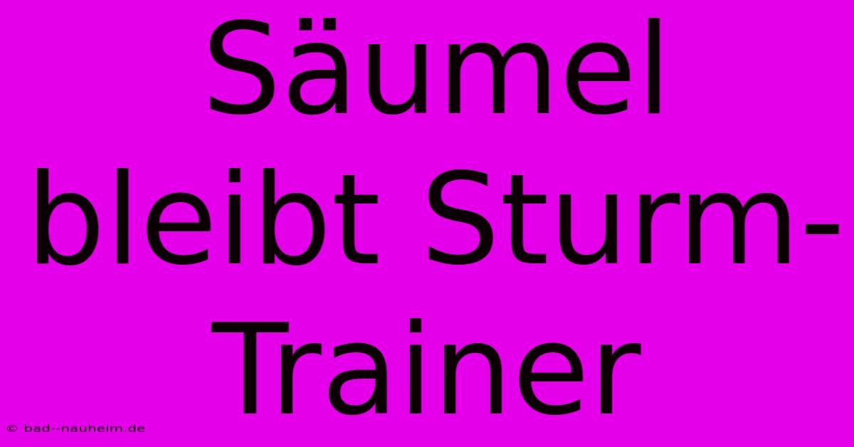 Säumel Bleibt Sturm-Trainer