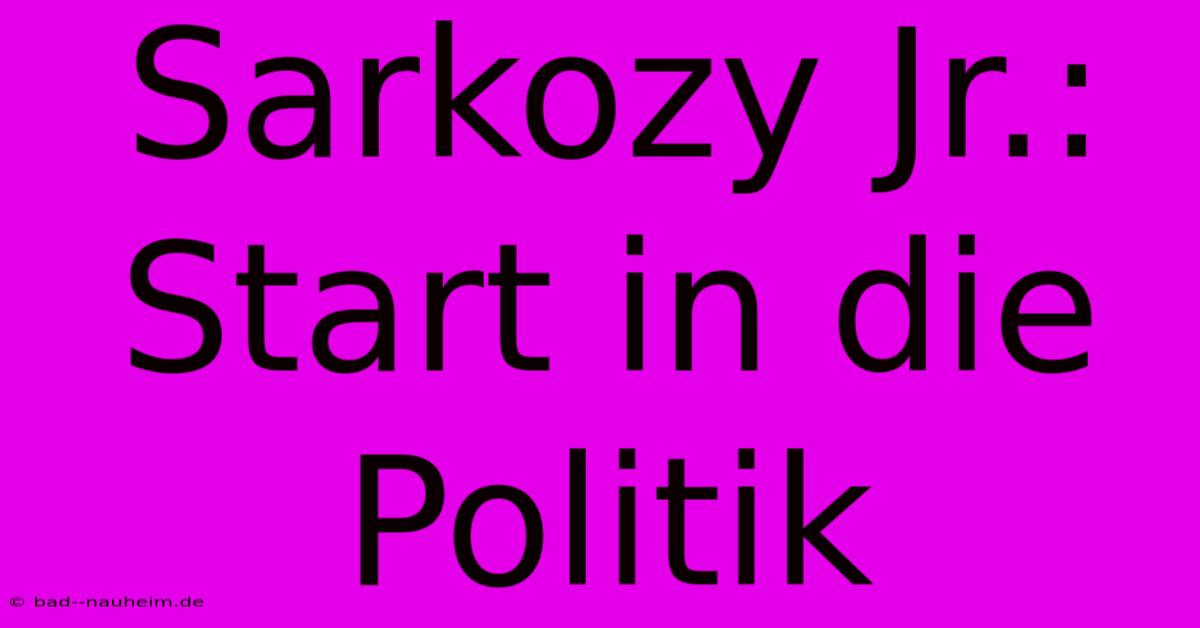 Sarkozy Jr.:  Start In Die Politik