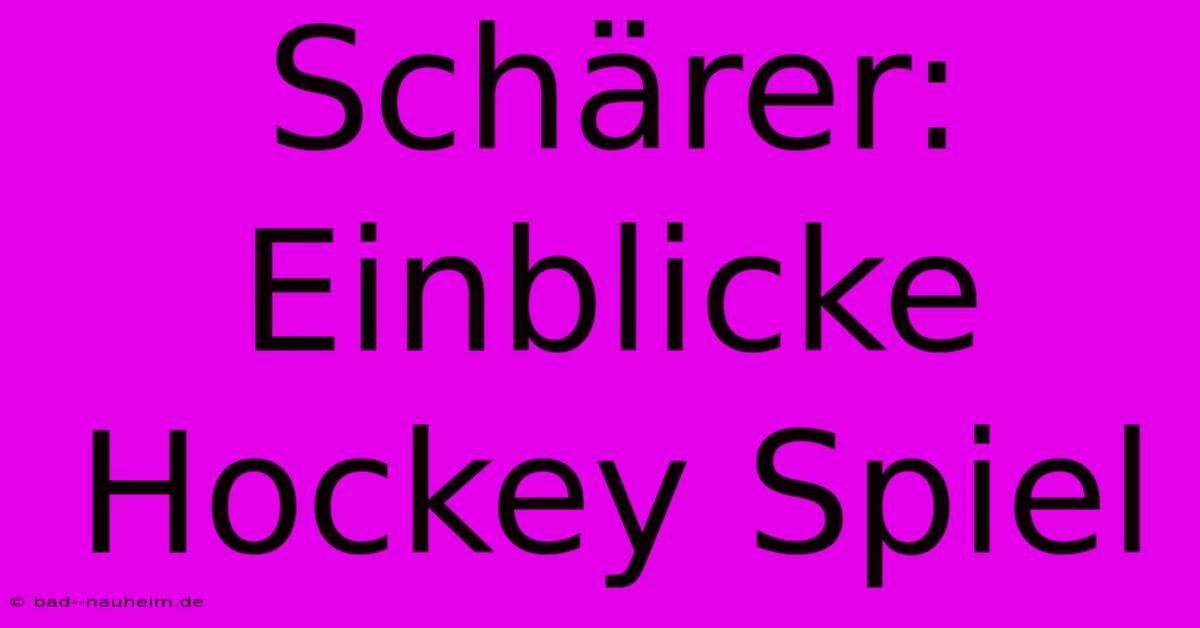 Schärer: Einblicke Hockey Spiel