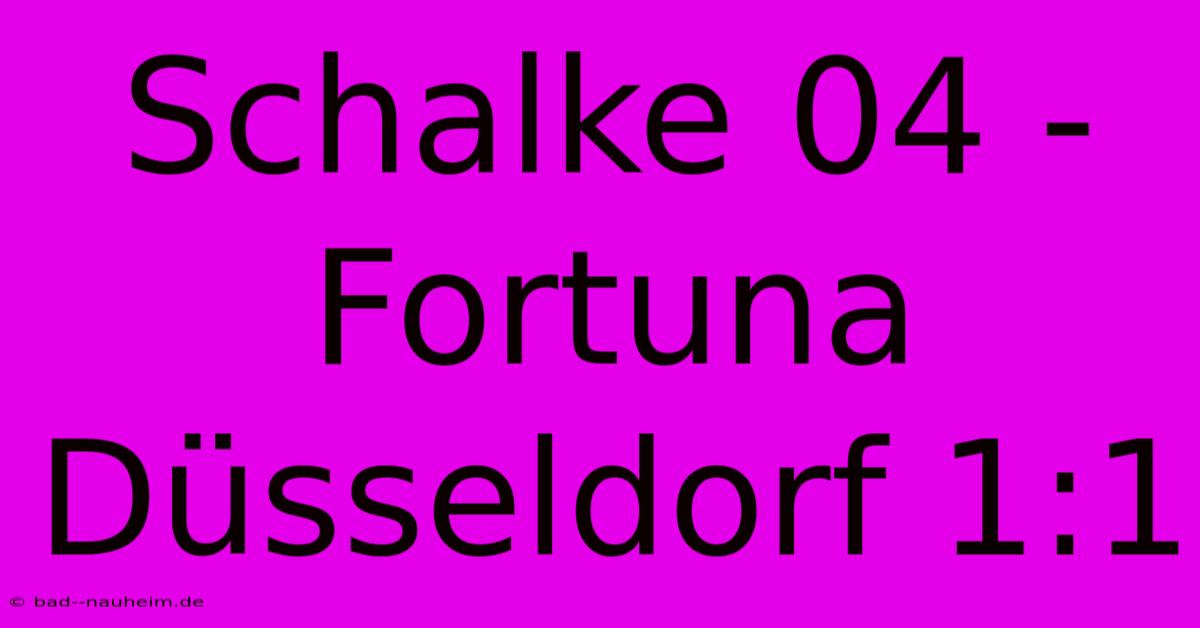 Schalke 04 - Fortuna Düsseldorf 1:1