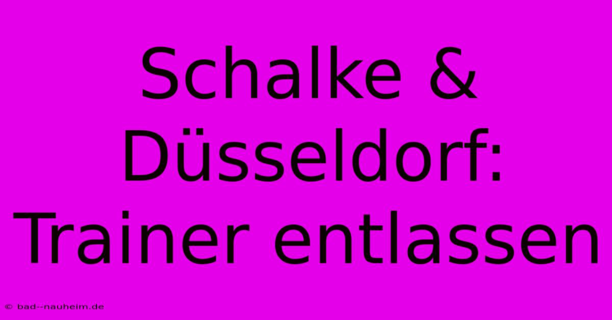 Schalke & Düsseldorf: Trainer Entlassen