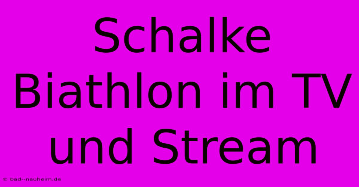 Schalke Biathlon Im TV Und Stream