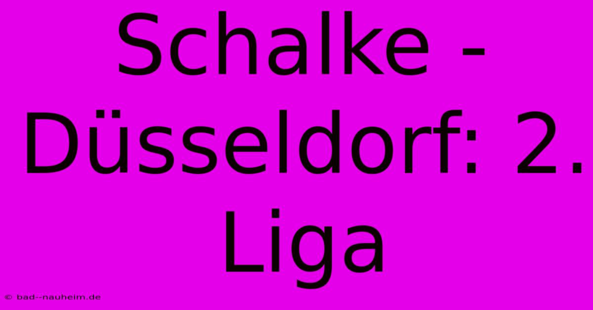 Schalke - Düsseldorf: 2. Liga