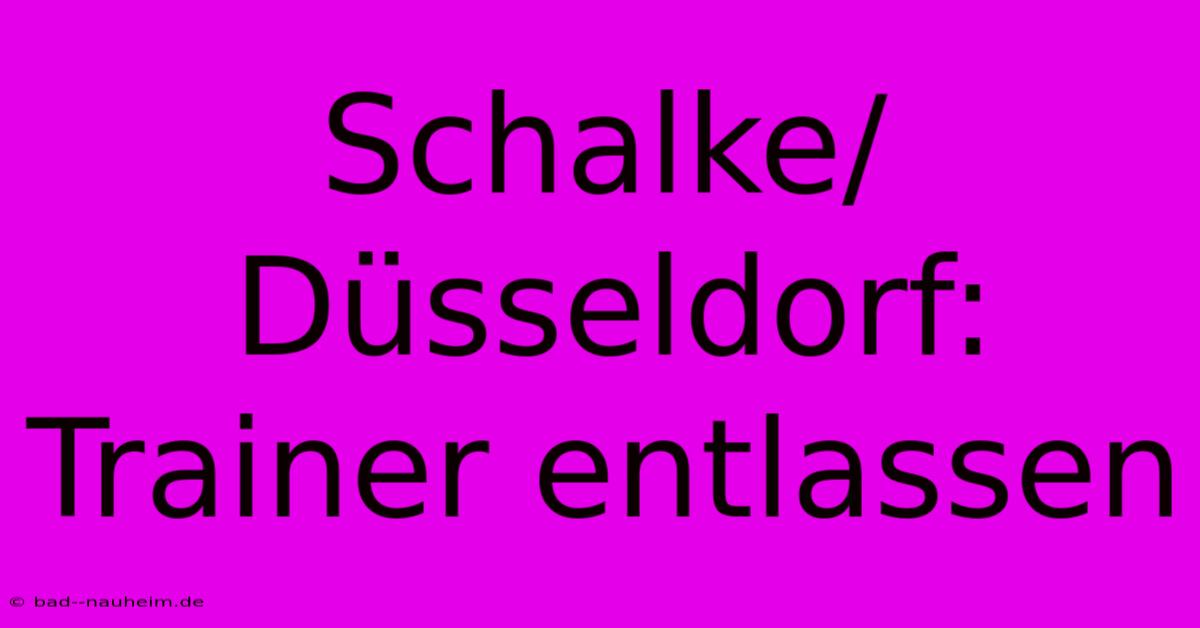 Schalke/Düsseldorf: Trainer Entlassen