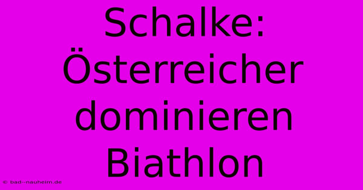 Schalke: Österreicher Dominieren Biathlon