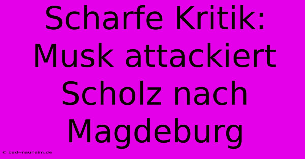 Scharfe Kritik: Musk Attackiert Scholz Nach Magdeburg