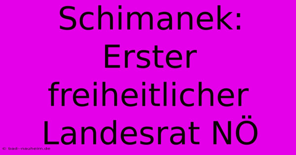 Schimanek: Erster Freiheitlicher Landesrat NÖ