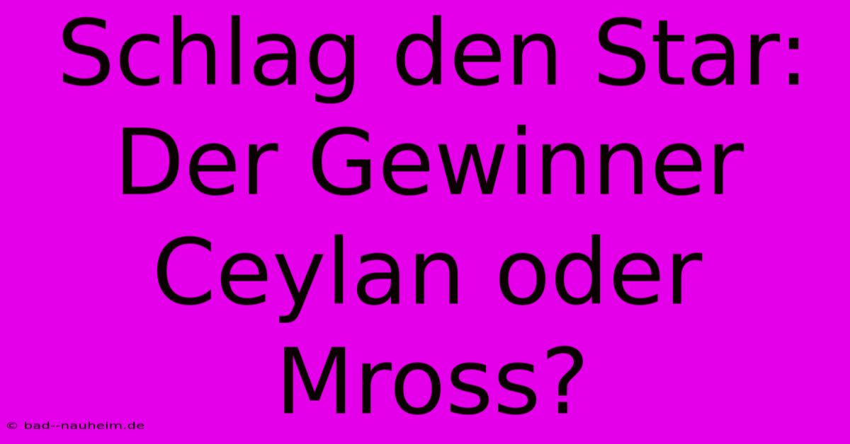 Schlag Den Star: Der Gewinner Ceylan Oder Mross?