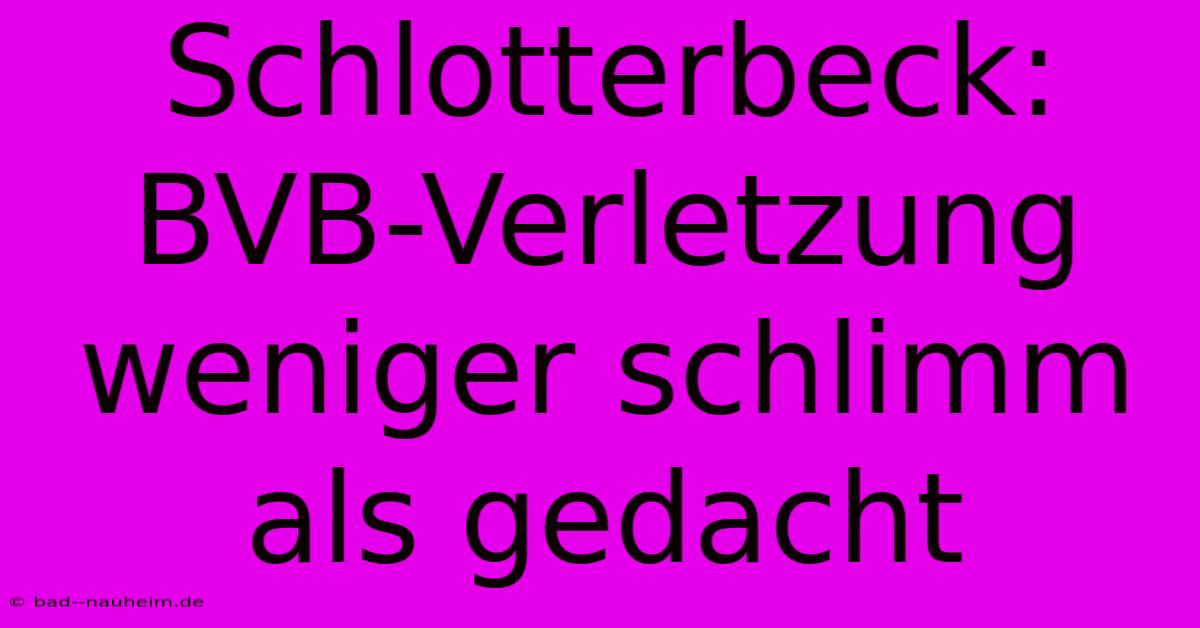 Schlotterbeck: BVB-Verletzung Weniger Schlimm Als Gedacht