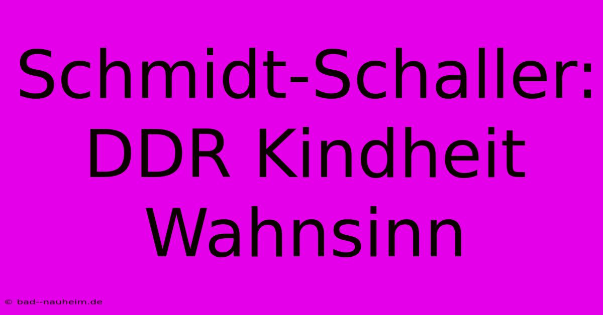 Schmidt-Schaller: DDR Kindheit Wahnsinn