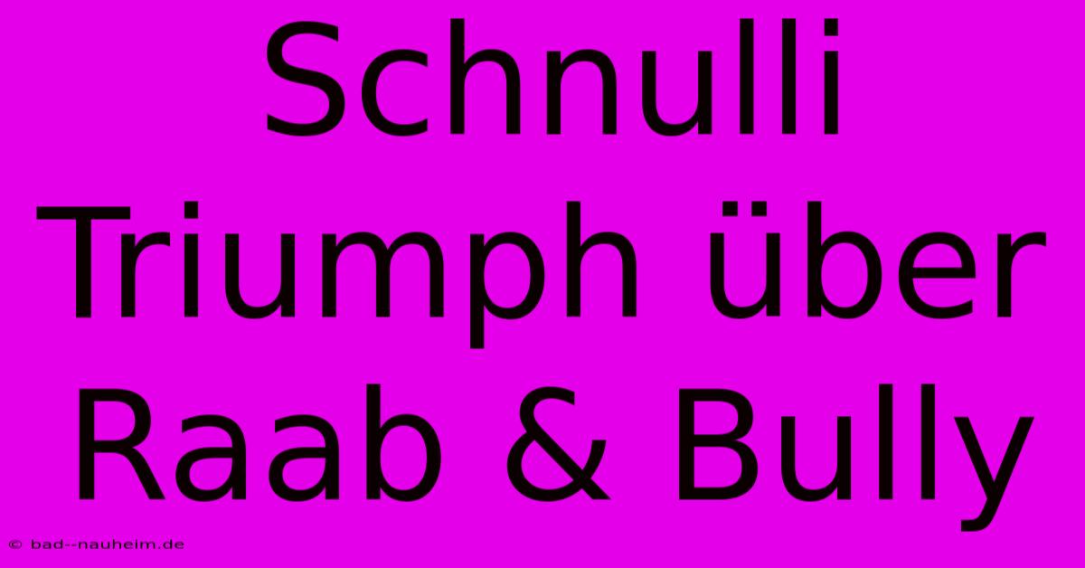 Schnulli Triumph Über Raab & Bully