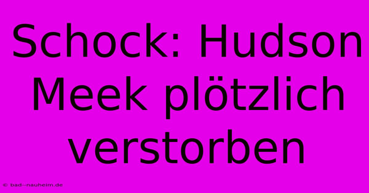 Schock: Hudson Meek Plötzlich Verstorben