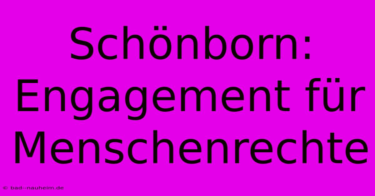 Schönborn:  Engagement Für Menschenrechte