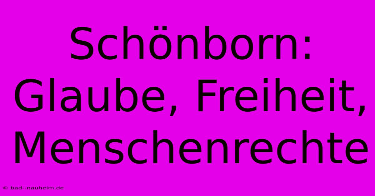 Schönborn: Glaube, Freiheit, Menschenrechte