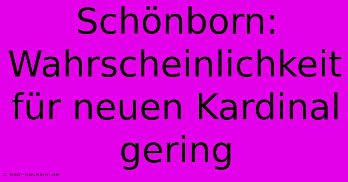 Schönborn: Wahrscheinlichkeit Für Neuen Kardinal Gering