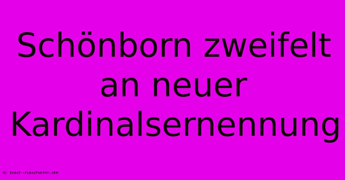 Schönborn Zweifelt An Neuer Kardinalsernennung