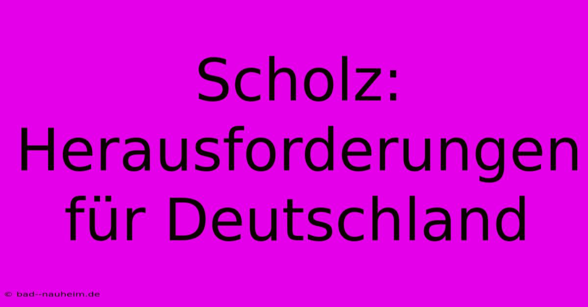 Scholz:  Herausforderungen Für Deutschland