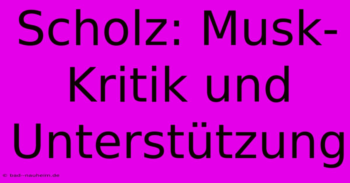 Scholz: Musk-Kritik Und Unterstützung