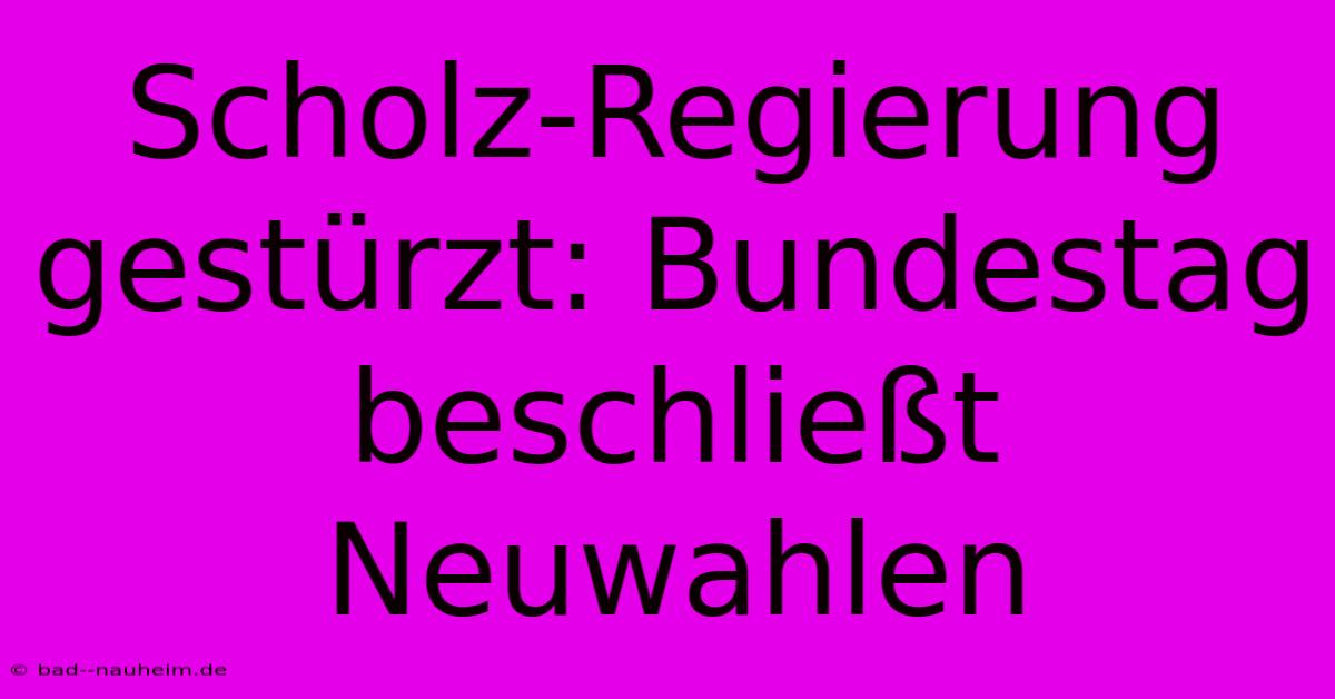 Scholz-Regierung Gestürzt: Bundestag Beschließt Neuwahlen