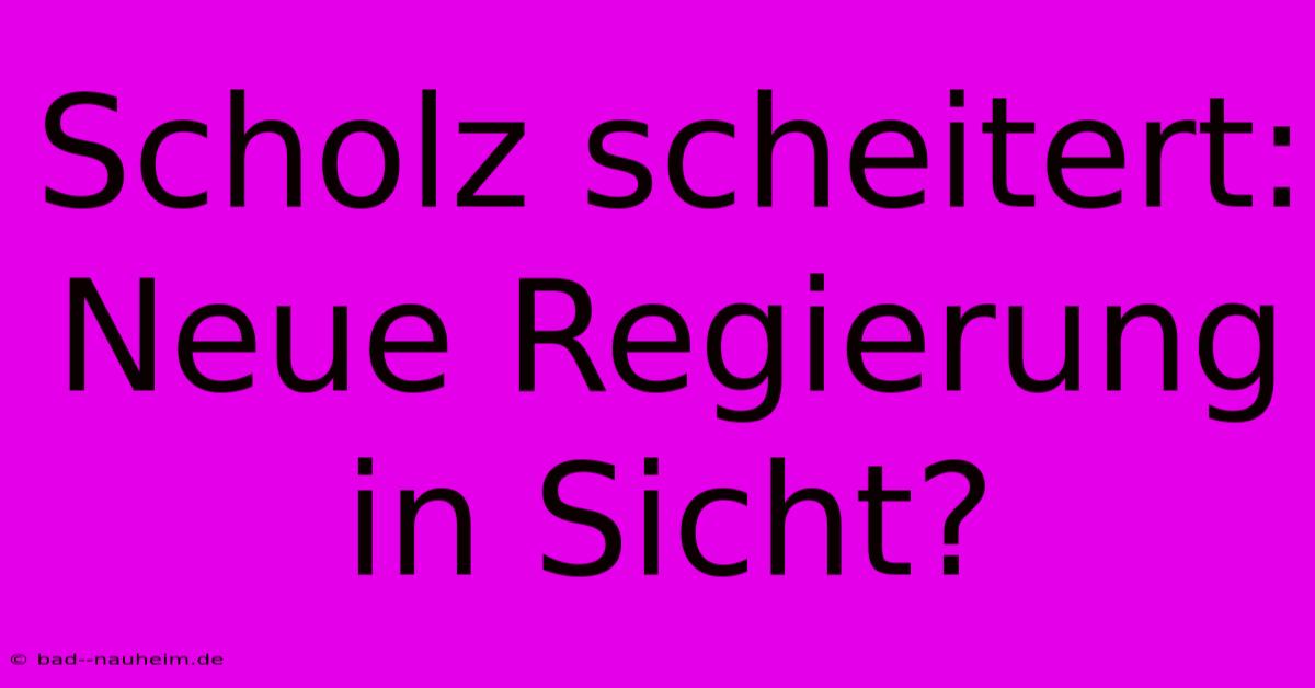 Scholz Scheitert:  Neue Regierung In Sicht?