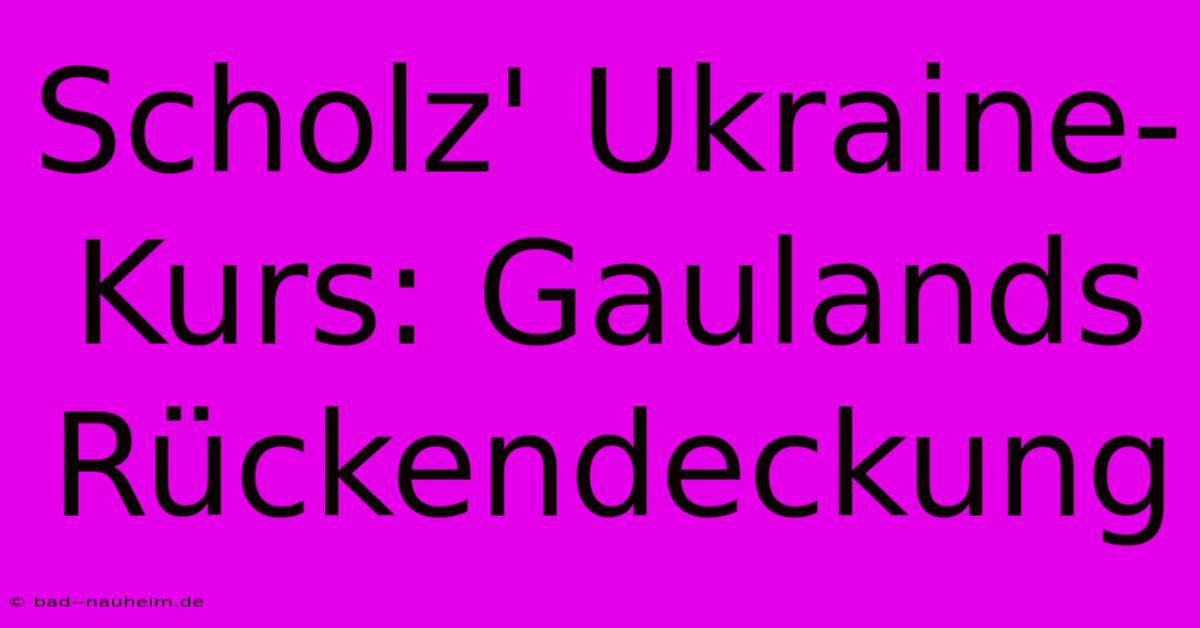 Scholz' Ukraine-Kurs: Gaulands Rückendeckung