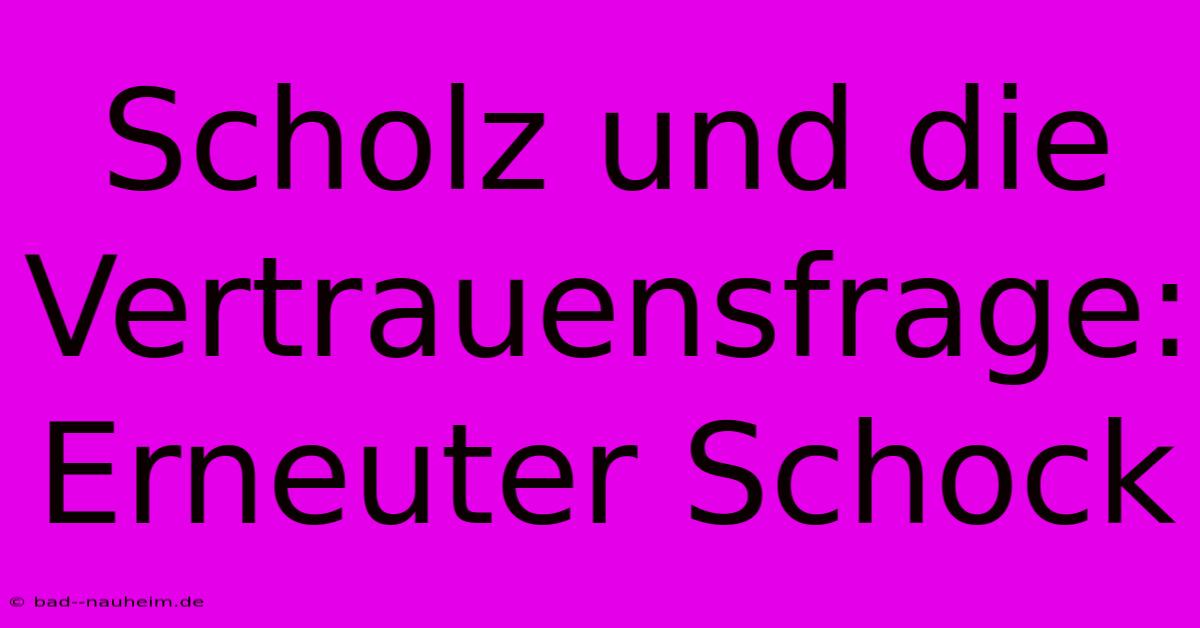 Scholz Und Die Vertrauensfrage: Erneuter Schock