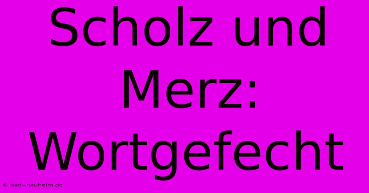 Scholz Und Merz: Wortgefecht